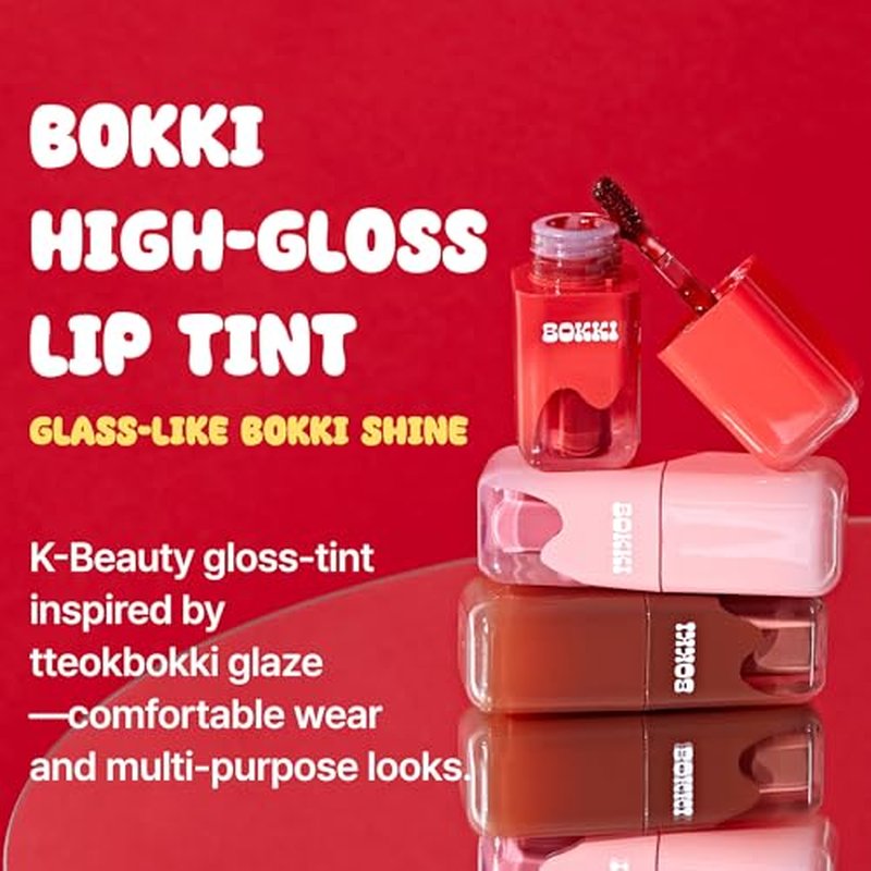 BLACK ROUGE Glow Bokki Tint, GB07 Bacon Pink ? Korean Lip Tint Inspired by Tteokbokki, Non-Sticky Long-Lasting Lip Stain with Glossy Finish, Cute Stickers ? Original Red, Rose, Soy