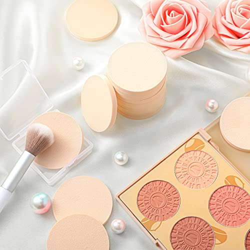 100 Pcs Round Makeup Sponges with Case - Soft Reusable Powder Puffs