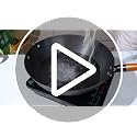 36cm Pre-Seasoned Cast Iron Wok with Wooden Lid & 4 Spatulas - Nonstick Stir-Fry Pan