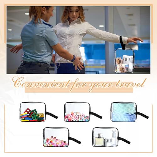 Silkfly Clear Toiletry Bag PVC Travel Cosmetic Bag with Handle Strap Makeup Pouch with Zipper Summer Vacation Salon Graduation Gift End of the Year Gifts(Black,24 Pack)
