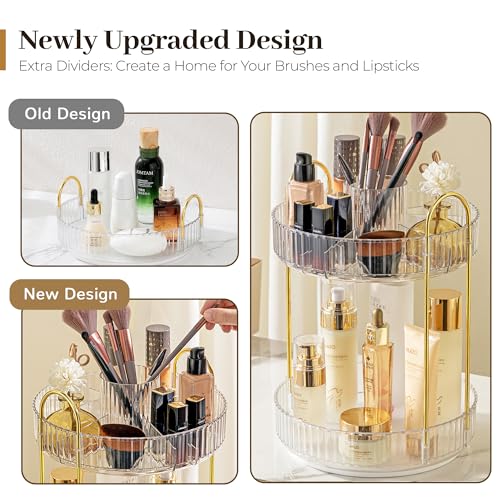 Pearl White 2-Tier Rotating Makeup Organizer - Vanity & Cosmetic Storage
