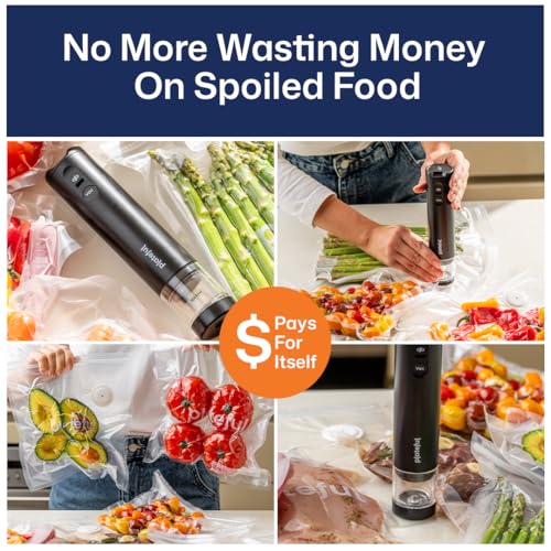 Vacuum Sealer for Food with 30 Bags - Cordless Handheld Food Saver - Keeps Food Fresh 5X Longer