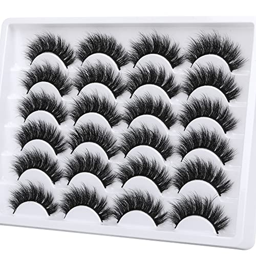 Newcally Eyelashes False Lashes Thick 18MM Long Faux Mink Eye Lashes Pack Dramatic Thick Volume Fake Eyelashes 12 Pairs Soft Reusable Lashes Multipack