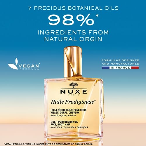Nuxe Huile Prodigieuse Dry Oil (1.6 Fl Oz) & R?ve de Miel Honey Lip Gloss (0.33 Fl Oz), French Skincare Duo for Nourished Face, Body, Hair & Lips