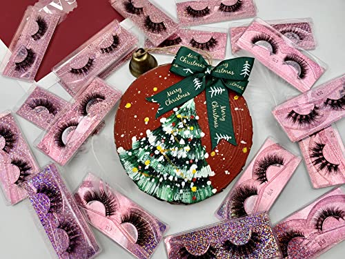 50 Pairs Faux Mink False Eyelashes Pack - Natural 16-20mm Style, Pink Packaging, Reusable