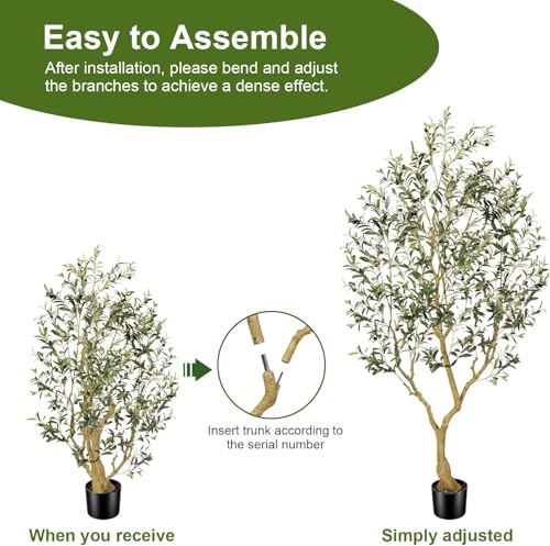 7FT Artificial Olive Tree with Lifelike Trunk & Realistic Fruits - Faux Plant