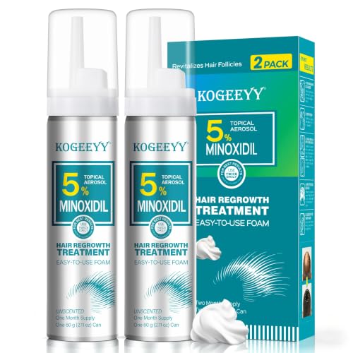 5% Minoxidil Foam for Men Hair & Beard Growth - Extra Strength, Unscented, 4.22oz (2 Pack)