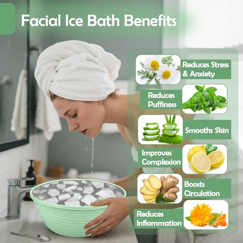 XANGNIER Face Bowl for Ice ? Collapsible Silicone Facial Ice Bath Bowl for Cold Plunge Therapy, Skin Tightening & Acne Relief ? Portable Spa Tool for Home & Travel, Green