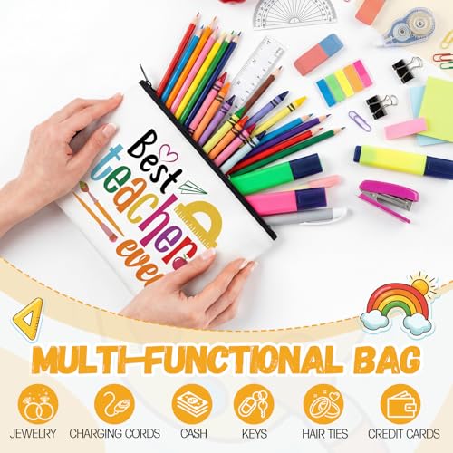 Teacher Appreciation Makeup Bags Gift Bulk - Teacher Theme, 40 Pcs, Zipper Pencil Cases for Teachers