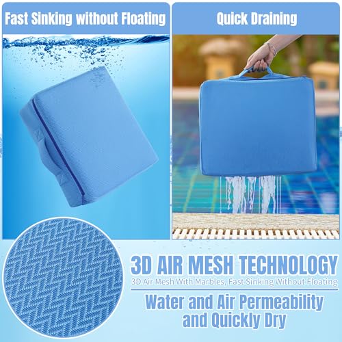 Foldable Hot Tub Booster Seat with Adjustable Heights & Washable Cushion - Blue