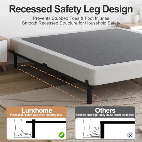 Queen Size Low Profile Metal Platform Bed Frame with Adjustable Length - Heavy Duty Support