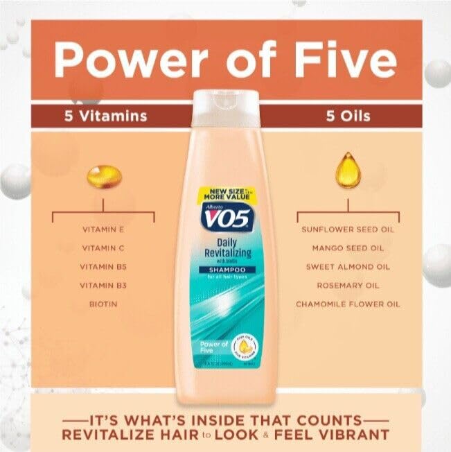 VO5 Daily Revitalizing Shampoo 15 oz - Pack of 6, Nourishing & Refreshing Hair Care