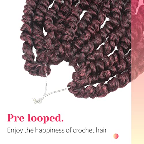 Pre-Twisted Passion Twist Crochet Hair 30 Inch - Ombre Burgundy, Pack of 8