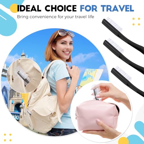Disposable Soft Toothbrushes Bulk Pack for Travel Hotels & Home Use - 200 Black Individually Wrapped