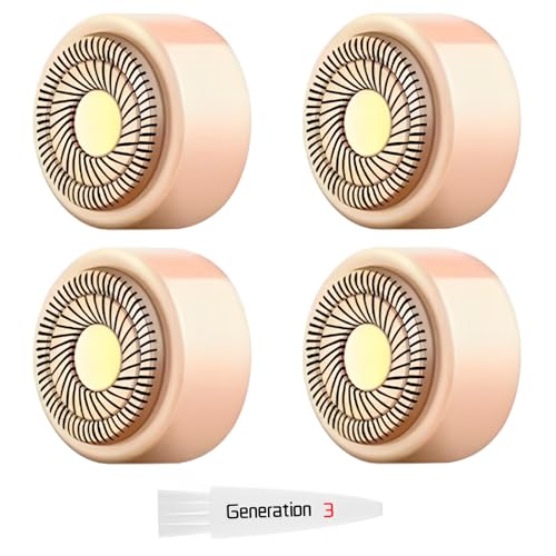 Replacement Heads Generation 3 Compatible with Flawless Facial Hair Remover Ring Light Version,New Version Replacement Blades for Flawless Replacement Heads Gen 3,18 Karat Gold-Plated Head,4 Pack.