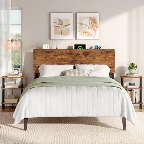 HOOBRO Full Size Adjustable Headboard with Outlets - Height-Adjustable Bed Headboard with USB & AC Charging Station