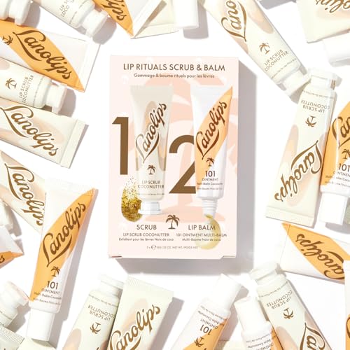 Lip Scrub & Lip Balm Set - Hydrating Lip Care Duo with Coconut & Lanolin