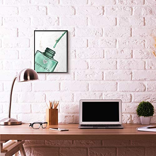 Stupell Industries Makeup Nail Polish Brush Cyan Drip Fashion, Design by Artist Ziwei Li Wall Art, 16 x 20, Black Framed