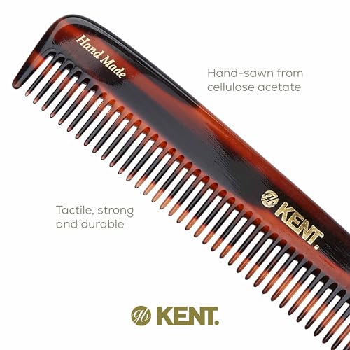 Kent R9T All Coarse Hair Detangling, Wide Teeth Dressing Table Comb for Thick Curly and Wavy Hair. Detangler Comb for Grooming and Styling, Beard and Mustache.Handmade Saw-Cut and Polished