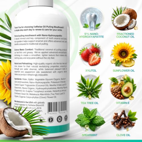 Nano-Hydroxyapatite Oil Pulling Mouthwash - Coconut Mint, 16oz - Natural & Enamel Care