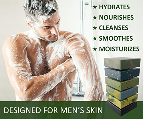 Men's Natural Bar Soap with Essential Oils & Shea Butter - Made in USA, 6 Pack