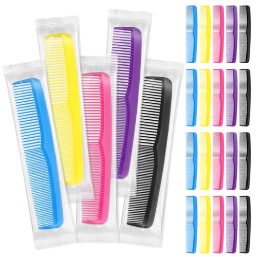 200pcs Colorful Plastic Combs in Bulk - Individually Wrapped Pocket Hair Combs - Travel & Hotel Use - Variation of 200 Pieces