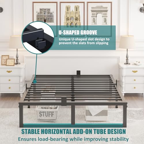 Full Size Bed Frame 14 Inch Heavy Duty Metal Platform Support No Box Spring Needed Variation of THIS listing