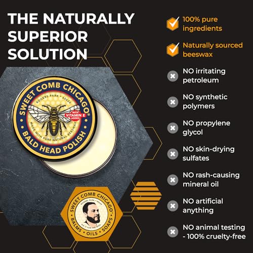 Bald Head Polish: Mens Aftershave Polish for Men, Waterproof Moisturizer for Bald Heads, Great for Father's Day, Christmas, Holiday, 4 OZ.