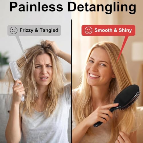 Detangling Paddle Hair Brush for Women Men - Painless, Anti-Frizz, Natural Oil Distribution - Variation: Hair Brush (Single) / 1.0