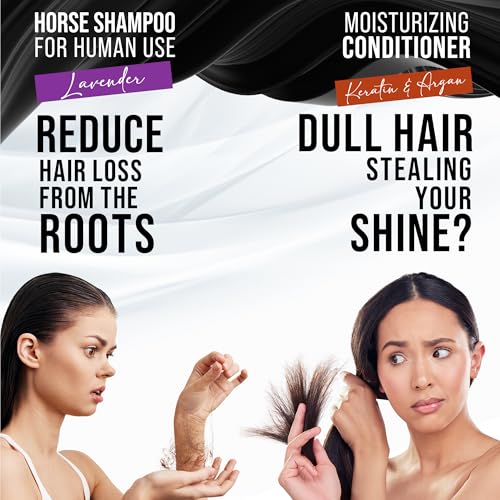 Lavender Shampoo & Keratin Conditioner Duo - 16.9 Ounce Pack of 2, Hydrating Hair Care Set