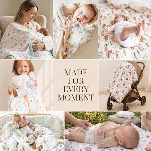 Organic Cotton Muslin Baby Blanket Farm Variation - Soft Swaddle & Toddler Quilt