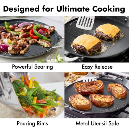 OXO Hybrid Nonstick Stainless Steel Griddle Pan - Induction & All Cooktop, Stay-Cool Handle, Dishwasher Safe
