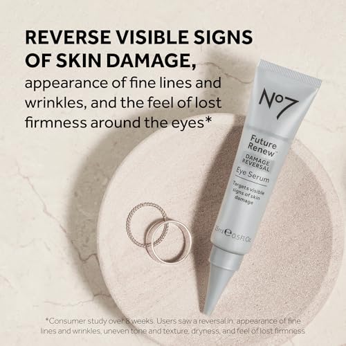 No7 Future Renew Damage Reversal Eye Serum - Nourishing Under Eye Serum for Sun Damaged Skin Repair, Fine Lines & Wrinkles, and Uneven Texture - Suitable for Sensitive Skin (0.5 Fl Oz) (Pack of 2)