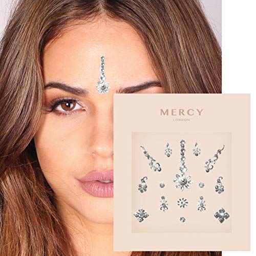 Floral Silver Bindi ? Crystal Indian Bindi Face Jewels Silver Multi Packet