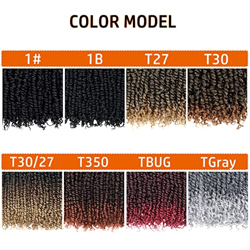 Pre-Twisted Passion Twist Crochet Hair 18 Inch Water Wave Synthetic Extensions - 8 Packs, Color 1B - Variation of THIS listing