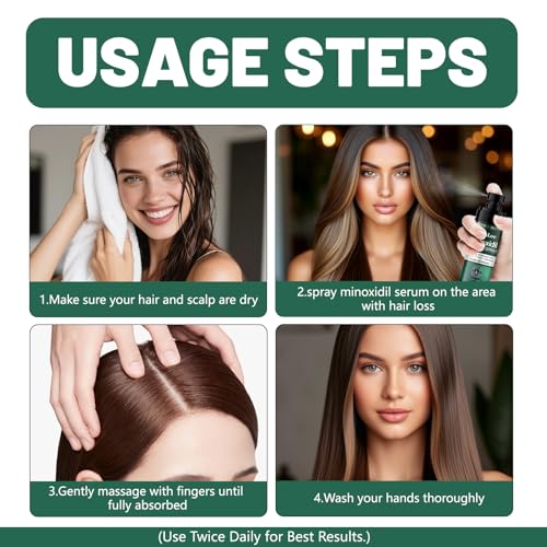OURMUST Extra Strength 5% Minoxidil Hair Regrowth Spray Pack of 2 - 4.05 Fl Oz Each for Men & Women