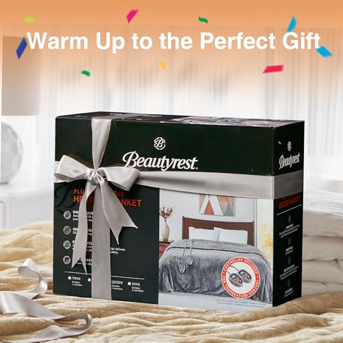 Beautyrest Reversible Electric Heated Blanket Twin Ivory 84x62 - Safety & Adjustable Heat