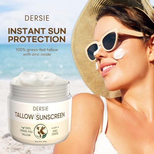Dersie Tallow Sunscreen SPF 30 - Natural Mineral UV Protection for Face & Body, 2.12 oz Pack of 2