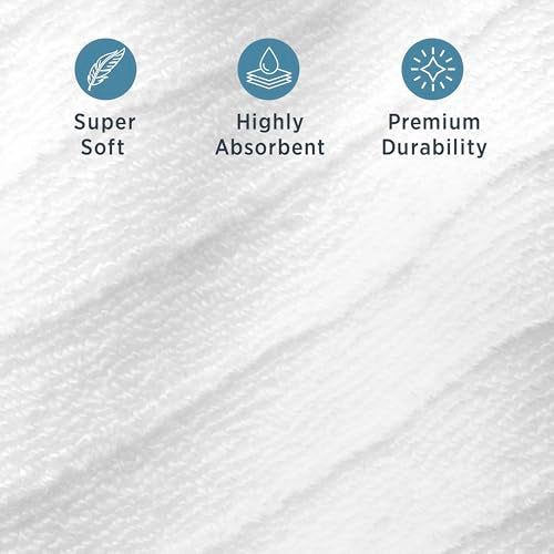 WelHome James 100% Cotton Textured Stripe Towels - 24 Pack Washcloths, Soft & Absorbent, White
