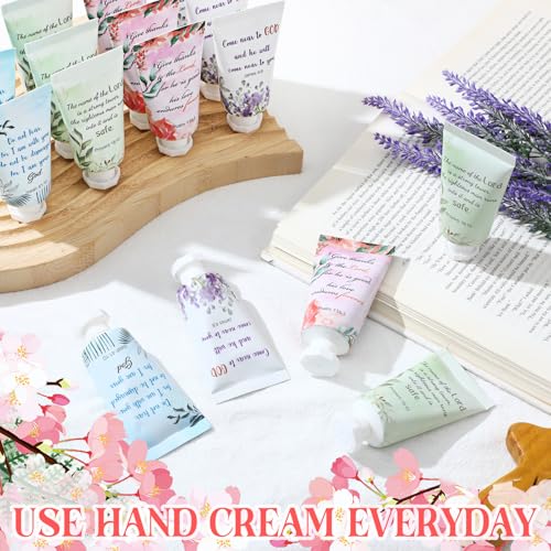 48 Pack Christian Hand Cream Set with Bible Verses - Travel Moisturizers for Women & Men - Religious Gift