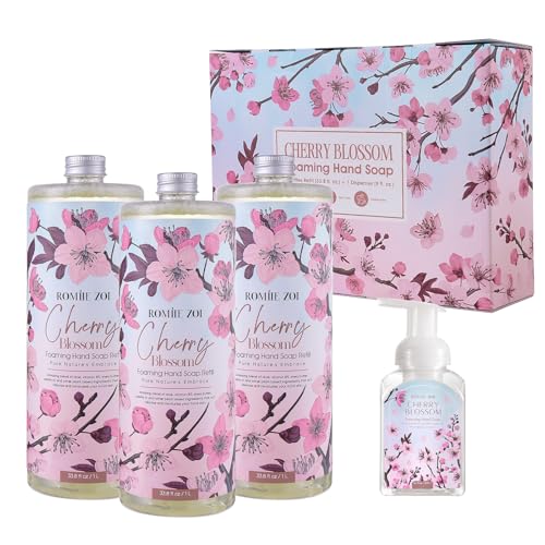 ROMIIE ZOI Cherry Blossom Foaming Hand Soap Refill Set 3 x 33.8 Fl Oz - Cruelty-Free & Moisturizing