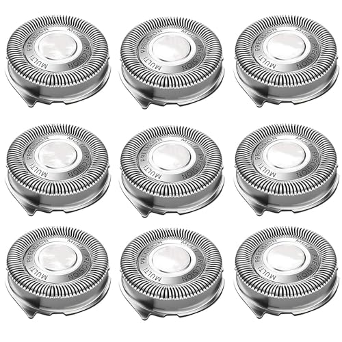 Suleto SH50/52 Replacement Heads for Series 5000 Electric Shaver - 9 Pack with Brush - Compatible with ATXX PTXX Models