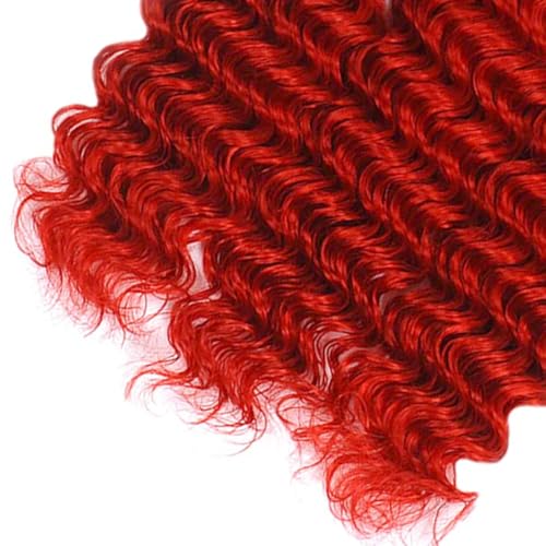 Red Deep Wave Human Hair Extensions 20 22 24 Inch 3 Bundles Virgin Brazilian Weave