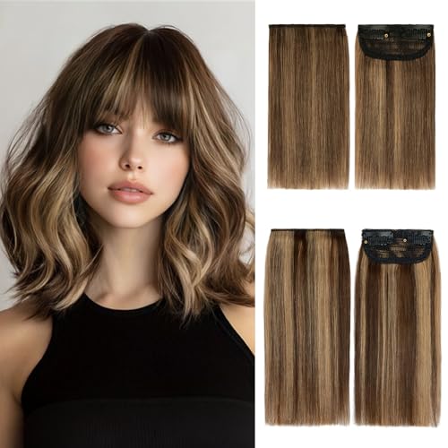 Clip in Hair Extensions 4PCS Short Human Hair - Medium Brown & Dark Blonde Variation of THIS listing