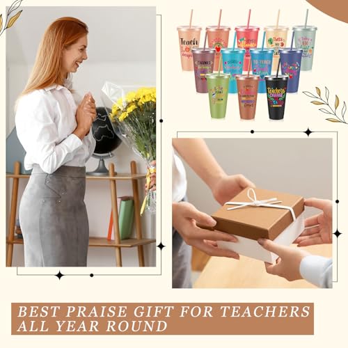 Pickmesh Teacher Appreciation Gift Set with Morandi Inspirational Straw Cup 24oz & Accessories