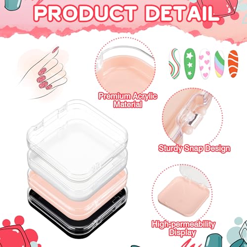 Press On Nail Storage Boxes with Adhesive Tape Set - Pink, White, Black, Clear