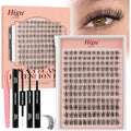 Higu clace Lash Clusters Kit, 144PCS Lashes Clusters Kit with Lash Bond and Seal, C Curl Wispy Cluster Eyelash Extensions Natural Look with Thin Band Easy to use for Beginners (A09£©