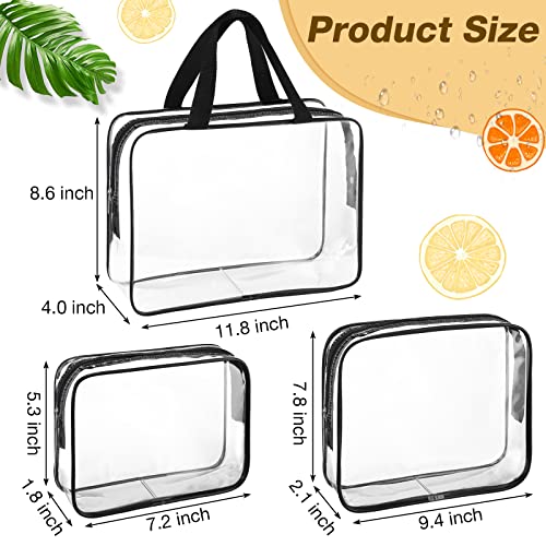 Saintrygo 15 Pcs Clear Makeup Bags Toiletry Bag with Zipper Handle PVC Waterproof Cosmetic Bags Set Transparent Travel Pouch Clear Makeup Organizer for Travel Airport Business, 3 Sizes