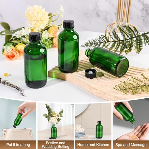 4oz Green UV Glass Bottles with Leakproof Lids - 24 Pack Small Travel Containers