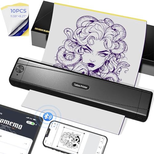 Black Portable Bluetooth Tattoo Stencil Printer 2026 New Version with App
